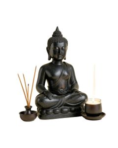 Buddha Head Statue With Incense Burner And Tealight Candle Holder (synthetic illustration; no displayed measurements)
