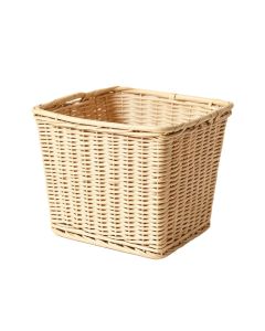 Folding Wicker Grass Weaving Basket White Vertical Stripes Pattern For Storing Cosmetics