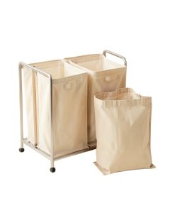Clay Bridge Laundry Sorting Station With Plain Removable Bags - Beige (synthetic illustration; no displayed measurements)