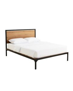 Wood Platform Bed With Headboard, Wood Slat (synthetic illustration; no displayed measurements)