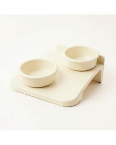 Wren Edge Pet Feeding Stand With Two Plain Empty Bowls - Ivory (synthetic illustration; no displayed measurements)