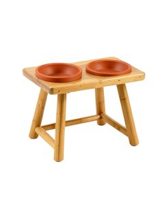 Vale Dale Pet Feeding Stand With Two Plain Empty Bowls - Terracotta