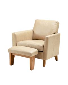 Faux Leather Single Sofa Accent Chair With Ottoman Foot Rest