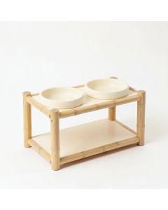 Field Dell Pet Feeding Stand With Two Plain Empty Bowls - Cream (synthetic illustration; no displayed measurements)