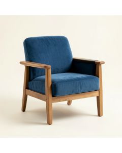Ridge Arc Upholstered Armchair - Blue (synthetic illustration; no displayed measurements)
