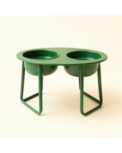 Rowan Edge Pet Feeding Stand With Two Plain Empty Bowls - Green (synthetic illustration; no displayed measurements)