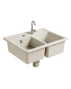 33 '' L X 21 '' W Double Basin Farmhouse/Apron Kitchen Sink With Sink Grid And Drain Assemblies