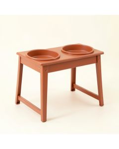 Fern Arc Pet Feeding Stand With Two Plain Empty Bowls (synthetic illustration; no displayed measurements)