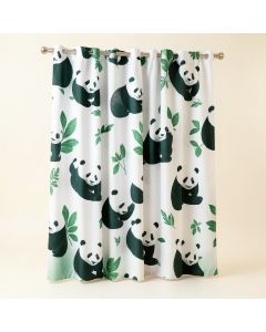 Panda Scene Graphic Print & Text Semi-Sheer Single Curtain Panel (synthetic illustration; no displayed measurements)