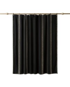 Wren Dell Shower Curtain Hanging Flat From A Plain Rod - Black