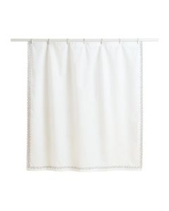 Cliff Dell Shower Curtain Hanging Flat From A Plain Rod - White