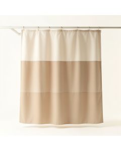 Fern Bluff Shower Curtain Hanging Flat From A Plain Rod - Beige (synthetic illustration; no displayed measurements)