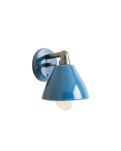Field Crest Wall Sconce Mounted On A Plain Wall - Blue