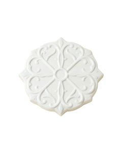 14 '' X 14 '' Ceramic Fleurdelis Medallion Tile In White (synthetic illustration; no displayed measurements)