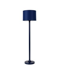 Ash Dale Floor Lamp With A Plain Fabric Shade - Navy