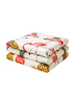 Cervantes Whimsical Flamingo & Pineapple Microfiber Sheet Set (synthetic illustration; no displayed measurements)