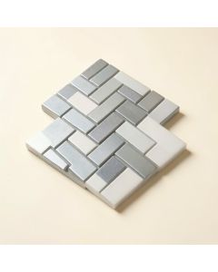 2 '' X 4 '' Glass Herringbone Mosaic Tile - Metallic Looking (synthetic illustration; no displayed measurements)