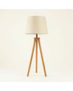 Rowan Bridge Floor Lamp With A Plain Fabric Shade - Beige (synthetic illustration; no displayed measurements)