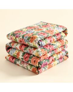 Multicolor Reversible Floral Cotton Quilt Set (synthetic illustration; no displayed measurements)