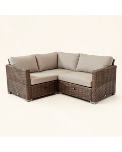 Kathy Ireland Homes & Gardens River Brook Single Ash Wicker Patio Sectional With Cushions (synthetic illustration; no displayed measurements)