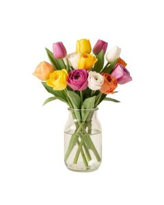 4 Piece Real Touch Tulips Floral Arrangement In Jar Set