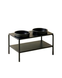 Spruce Dell Pet Feeding Stand With Two Plain Empty Bowls - Black