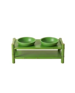 Cedar Falls Pet Feeding Stand With Two Plain Empty Bowls - Green