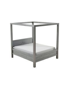 Miraflores King Solid Wood Low Profile Four Poster Bed (synthetic illustration; no displayed measurements)