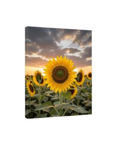Sunflower Sunset With Cloudy Sky By Jeb Buchman - Wrapped Canvas Print