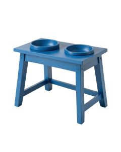 Linden Field Pet Feeding Stand With Two Plain Empty Bowls - Blue
