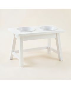 Heath Bridge Pet Feeding Stand With Two Plain Empty Bowls - White (synthetic illustration; no displayed measurements)