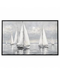 White Painted Sailboats - Print On Canvas