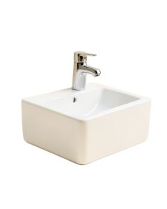 White Ceramic Rectangle Vessel Bathroom Sink With Faucet