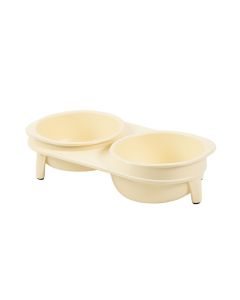 Hazel Crest Pet Feeding Stand With Two Plain Empty Bowls - Cream