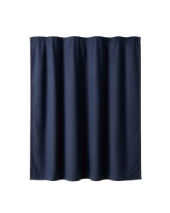 Oak Crossing Shower Curtain Hanging Flat From A Plain Rod - Navy