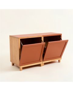 Birch Canyon Freestanding Pull-Out Hamper Cabinet - Terracotta (synthetic illustration; no displayed measurements)
