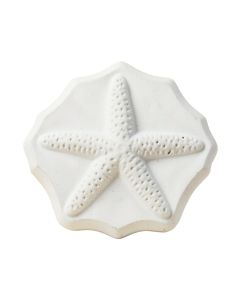 6 '' X 6 '' Seastone Cement Starfish Fossil Impression Bevel Edge Medallion Tile In White (synthetic illustration; no displayed measurements)