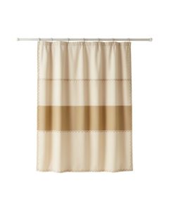 Alder Edge Shower Curtain Hanging Flat From A Plain Rod - Beige (synthetic illustration; no displayed measurements)