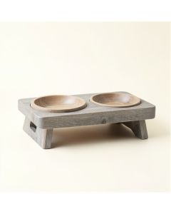 Spruce Canyon Pet Feeding Stand With Two Plain Empty Bowls - Gray (synthetic illustration; no displayed measurements)