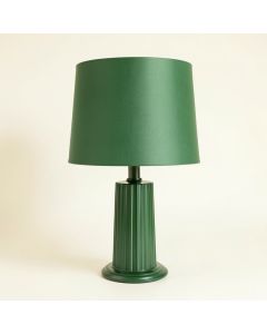 Wren Crest Table Lamp With A Plain Fabric Shade - Green (synthetic illustration; no displayed measurements)