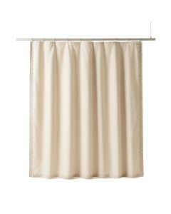 Ash Dell Shower Curtain Hanging Flat From A Plain Rod - Beige