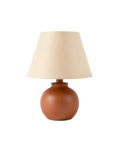 Stone Bend Table Lamp With A Plain Fabric Shade - Terracotta (synthetic illustration; no displayed measurements)