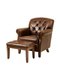 Scorpio 27.4 '' Wide Tufted Leather Match Armchair And Ottoman