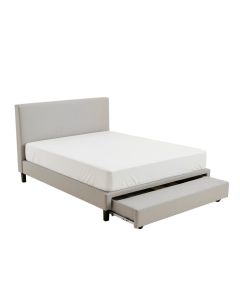 Twin Size Platform Bed With Adjustable Trundle And Headboard (synthetic illustration; no displayed measurements)