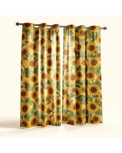 Sunflower Collection Floral Semi-Sheer Rod Pocket Curtain Panels (synthetic illustration; no displayed measurements)