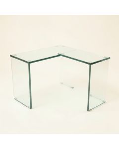 Aleksandras Glass L-Shape Writing Desk (synthetic illustration; no displayed measurements)