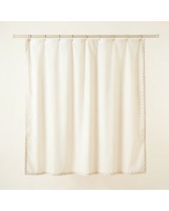 River Edge Shower Curtain Hanging Flat From A Plain Rod - Ivory (synthetic illustration; no displayed measurements)