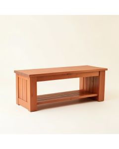 Oak Arc Narrow Outdoor Storage Bench - Terracotta (synthetic illustration; no displayed measurements)