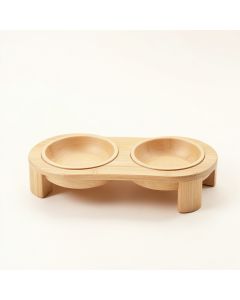 Fern Bluff Pet Feeding Stand With Two Plain Empty Bowls - Beige (synthetic illustration; no displayed measurements)