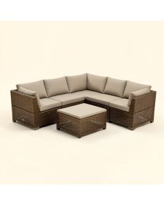 Finnbar Patio 7 Piece Rattan Sectional Seating Group With Cushions (synthetic illustration; no displayed measurements)
